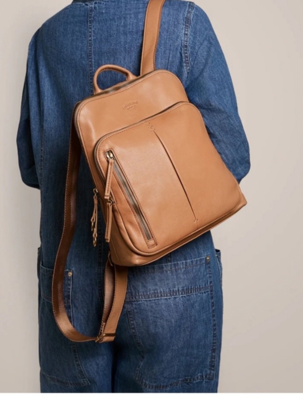 American Leather light tan cream Cleveland Backpack